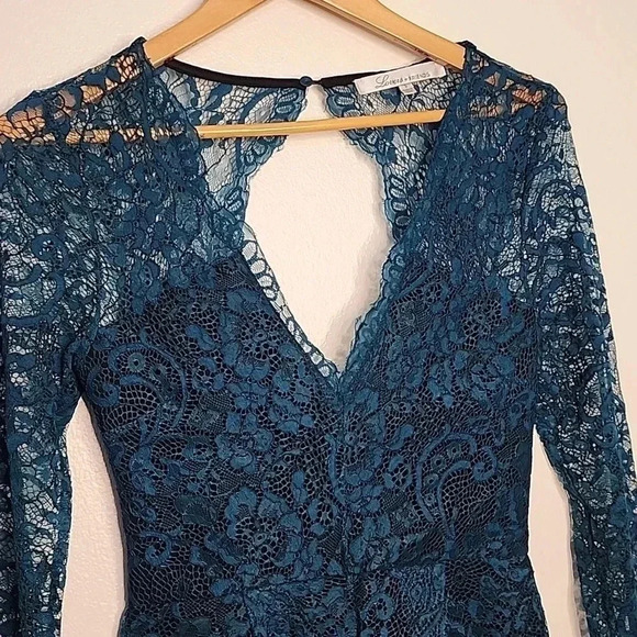 Lovers + Friends EveLace Long Sleeve Teal Romper size S - Picture 3 of 14